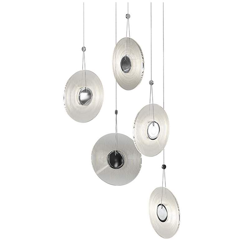 Image 1 Meclisse 21.5 inch Wide 5.Light Polished Chrome LED Pendant With Clear Gla