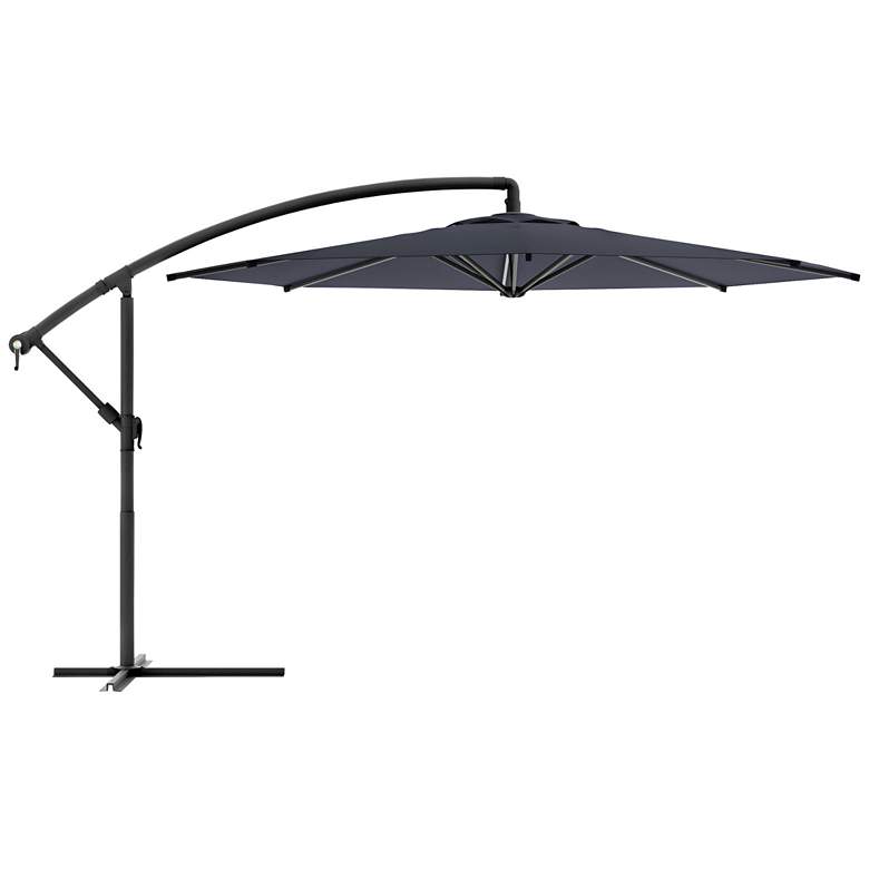 Image 1 Meco 9 3/4-Foot Black Fabric Offset Patio Umbrella