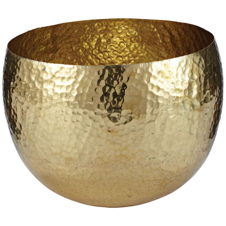 Image 1 Medallion 10" Wide Gold Hammered Brass Bowl