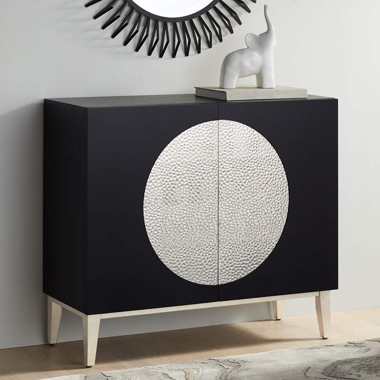 Image 1 Medallion 39 1/2" Wide Black and Metal 2-Door Cabinet