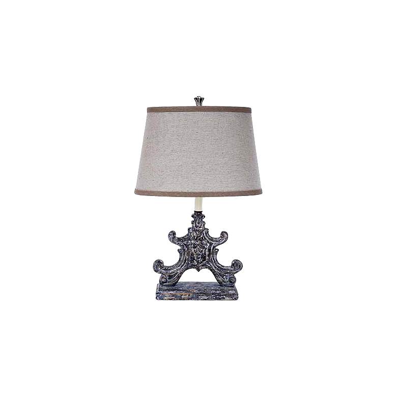 Image 1 Medallion Banded Linen And Dark Gray Table Lamp