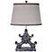 Medallion Banded Linen And Dark Gray Table Lamp
