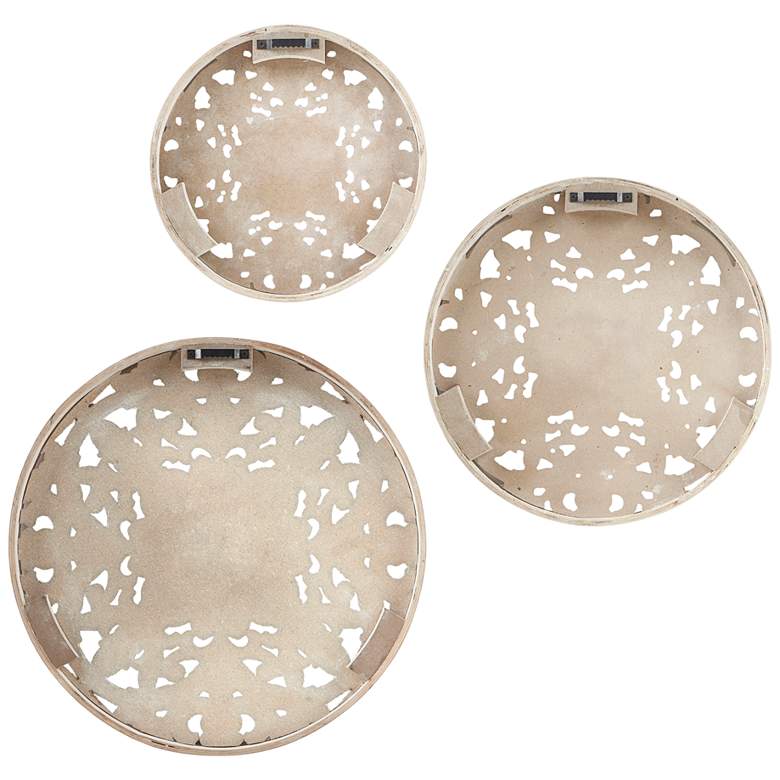 Image 6 Medallion Trio Natural White Wood Round Wall Art Set of 3 more views