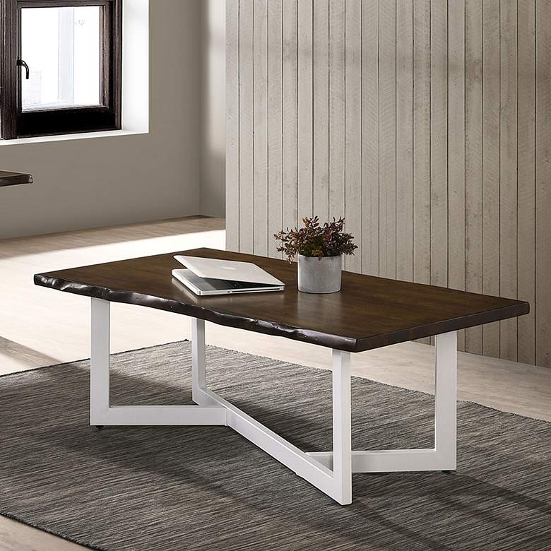 Image 2 Medera 47 1/4" Wide Oak Wood White Metal Coffee Table