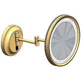 Image1 of Meders Brushed Brass LED Lighted Round Makeup Wall Mirror