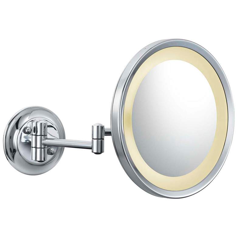 Image 2 Meders Chrome Magnified LED Lighted Round Makeup Wall Mirror