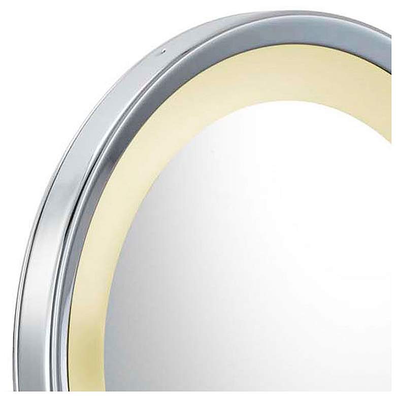 Image 3 Meders Chrome Magnified LED Lighted Round Makeup Wall Mirror more views