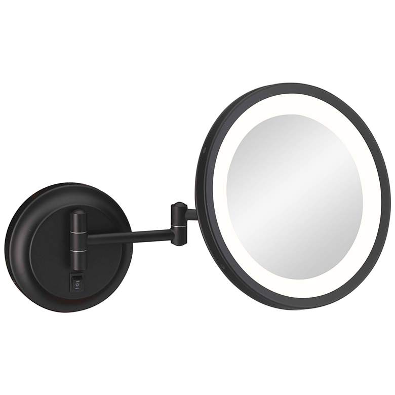 Image 1 Meders Matte Black LED Lighted Round Makeup Wall Mirror
