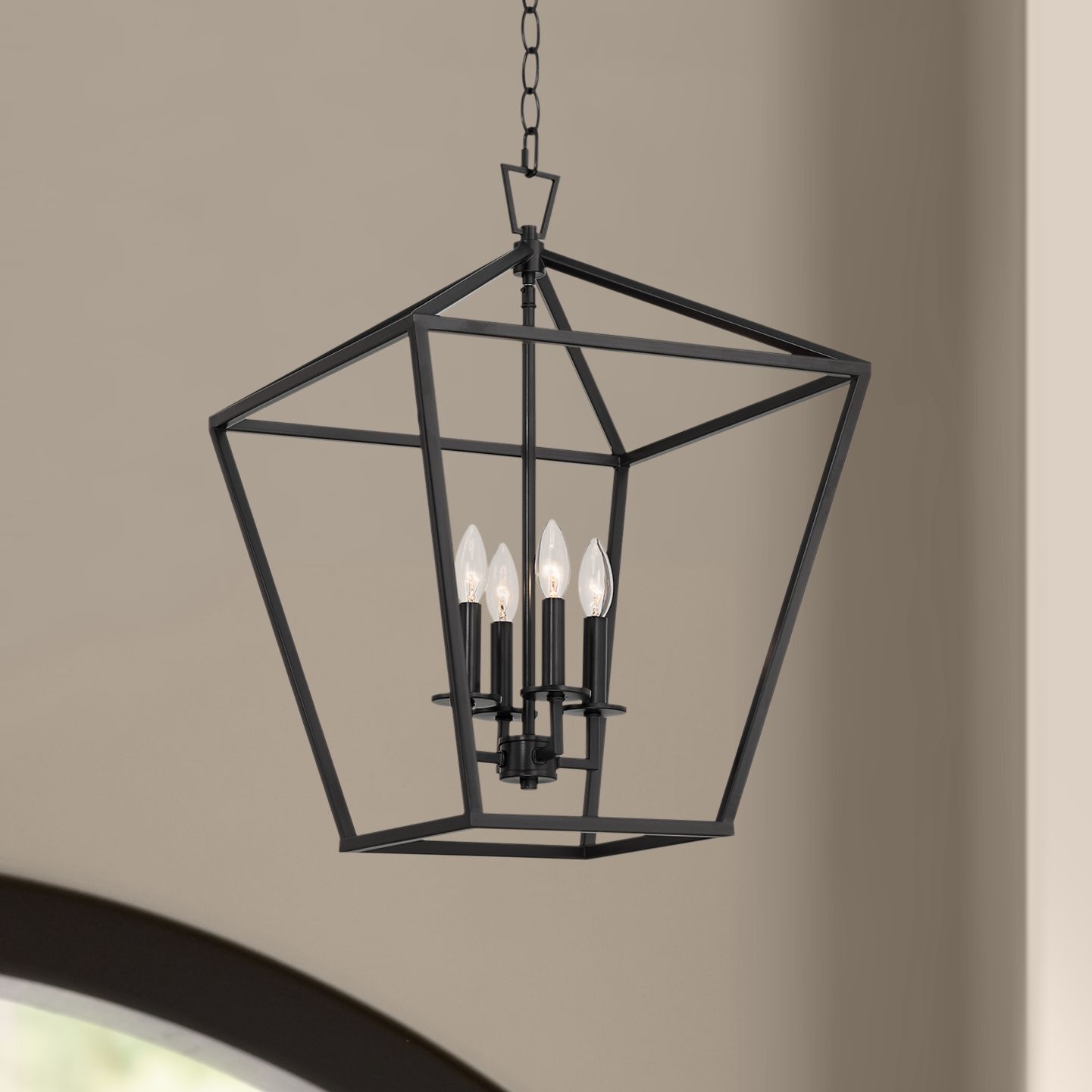 Medford 17 1/2" Wide Semi Gloss Black 4Light Entry Pendant 395K0