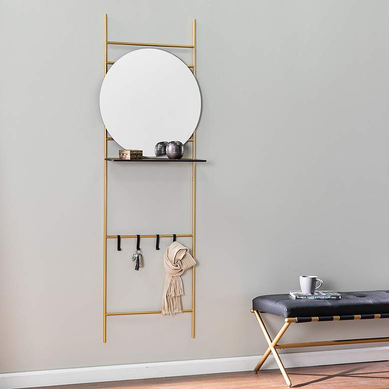 Image 1 Medhurst 23 3/4"W Gold Hall and Entry Organizer w/ Mirror