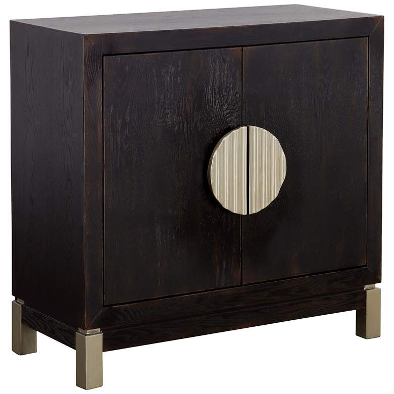 Image 2 Medici 36" Wide Black and Gold 2-Door Accent Cabinet