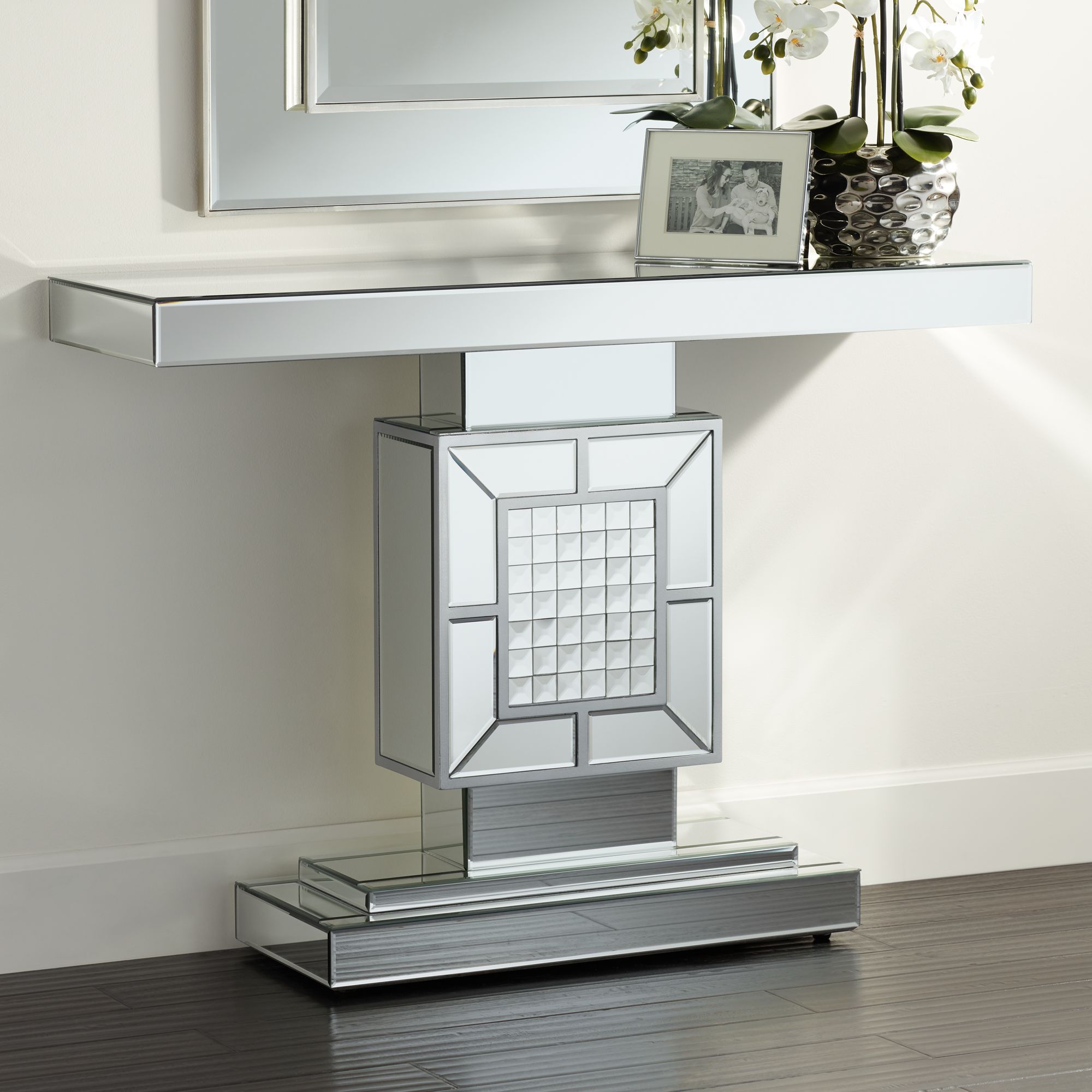 Medina 44 Wide Mosaic Mirrored Console Table