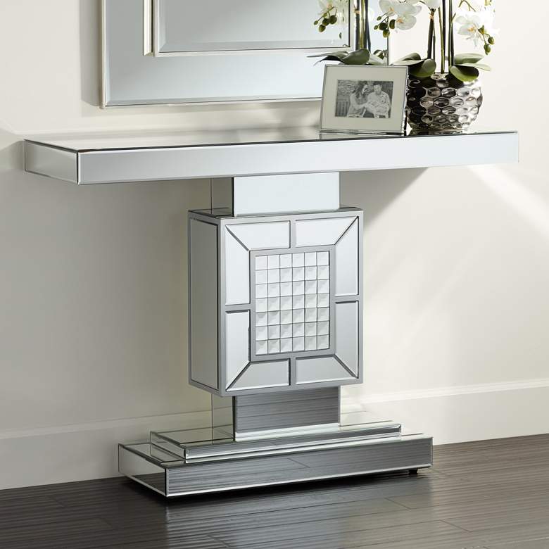 Image 2 Medina 44" Wide Mosaic Mirrored Console Table
