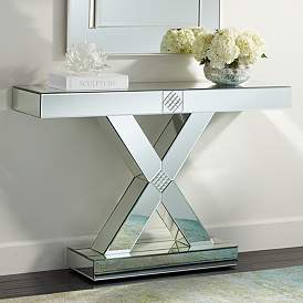 Image2 of Medina 46 1/2" Wide Mosaic X-Frame Mirrored Console Table