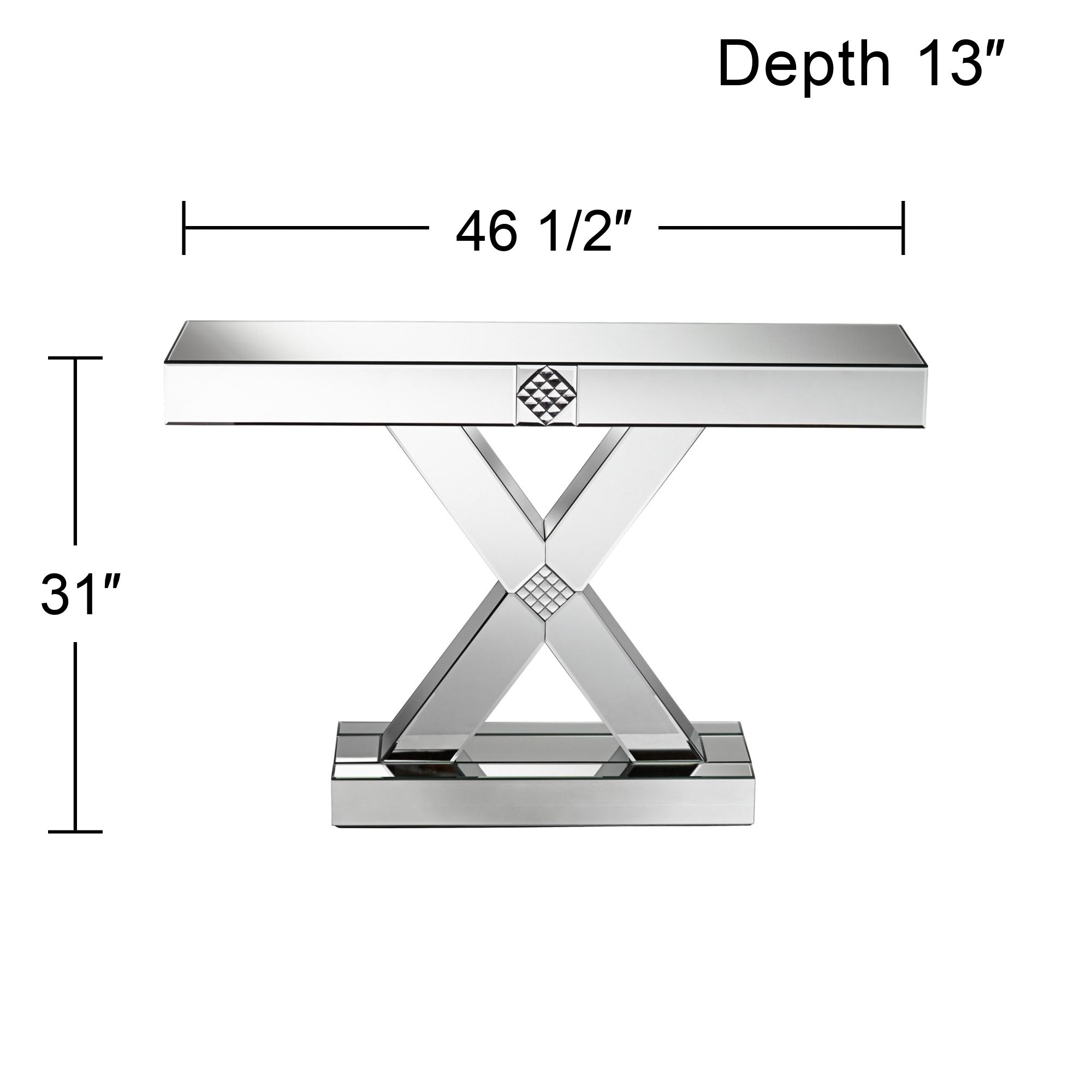 Medina 46 1/2" Wide Mosaic X-Frame Mirrored Console Table in scene