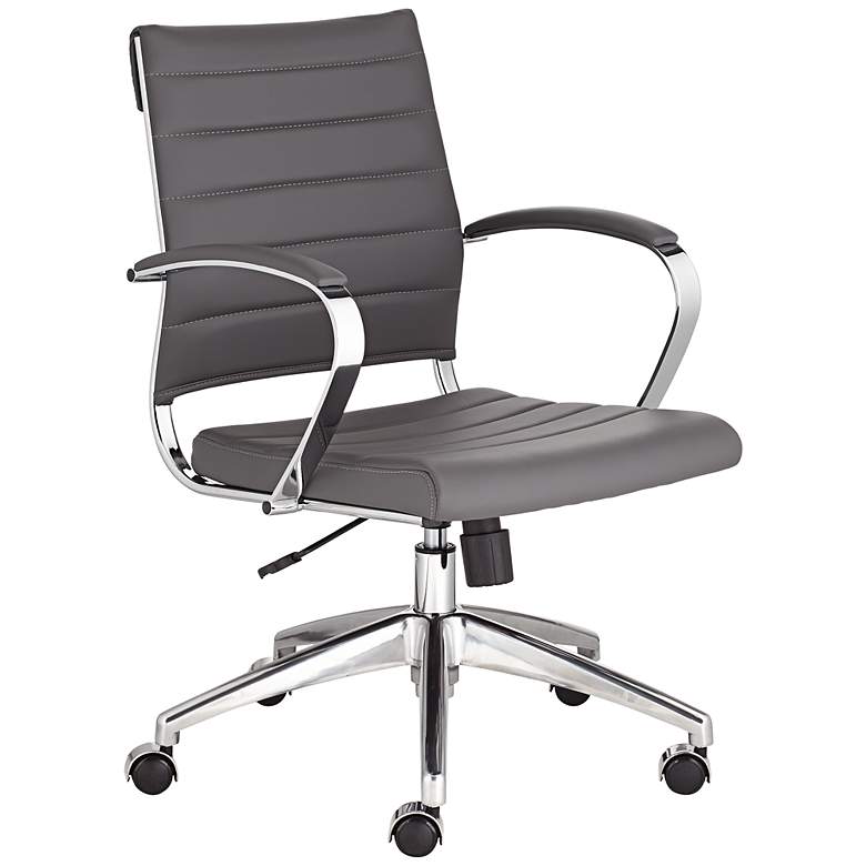 Image 1 Medina Low Back Gray Faux Leather Office Chair