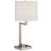 Medio Tube Brushed Nickel Table Lamp w/ USB Port and Outlets