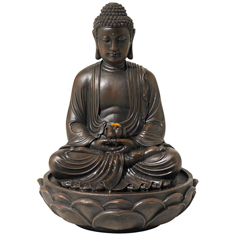 Image 2 Meditating 27 1/2 inch High Bronze Seated Buddha Fountain