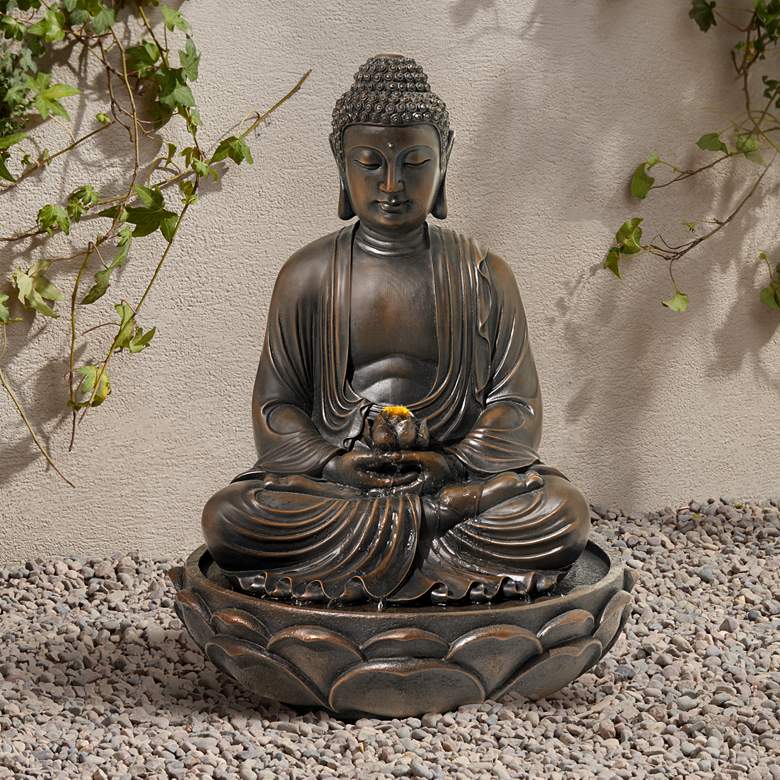 Image 1 Meditating 27 1/2" High Bronze Seated Buddha Fountain