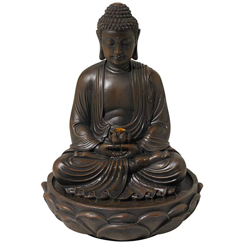 Image 5 Meditating 27 1/2 inch High Bronze Seated Buddha Fountain more views