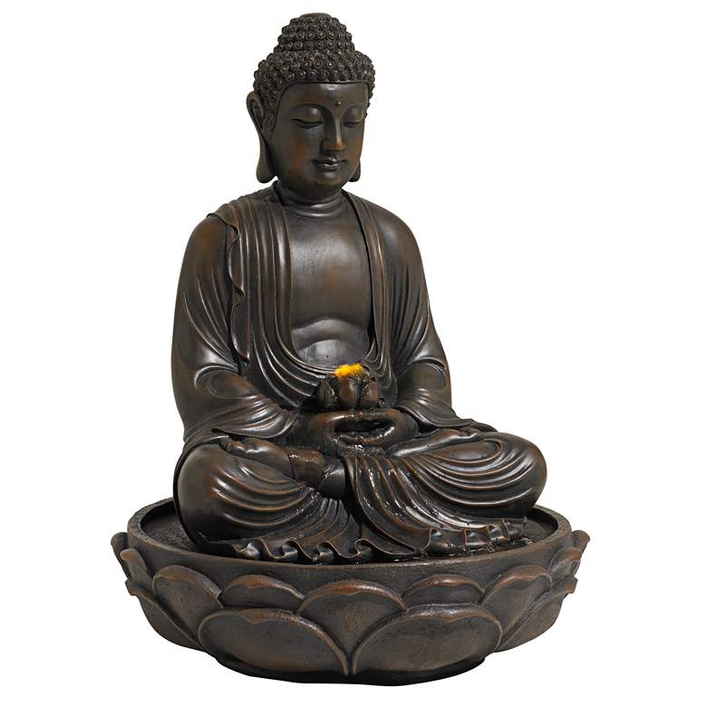 Image 6 Meditating 27 1/2 inch High Bronze Seated Buddha Fountain more views