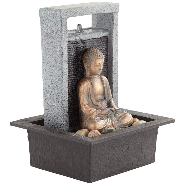 Image 5 Meditating Buddha 11 inch High Tabletop Fountain more views