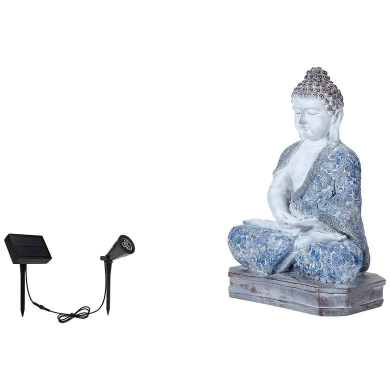 Image 1 Meditating Buddha 15 inchH Multi-Color Statue with LED Spotlight