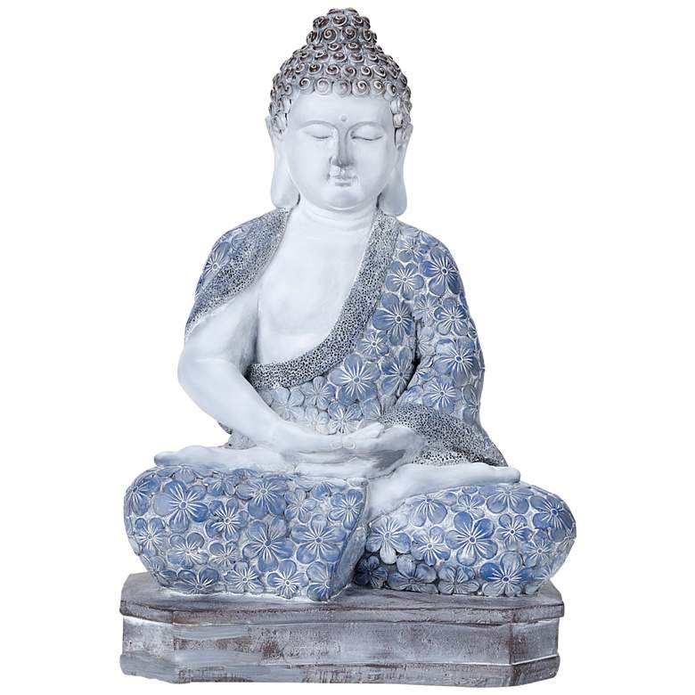 Image 2 Meditating Buddha 15"H Multi-Color Statue with LED Spotlight more views