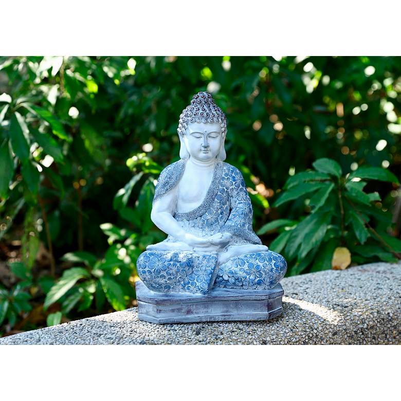 Image 5 Meditating Buddha 15"H Multi-Color Statue with LED Spotlight more views