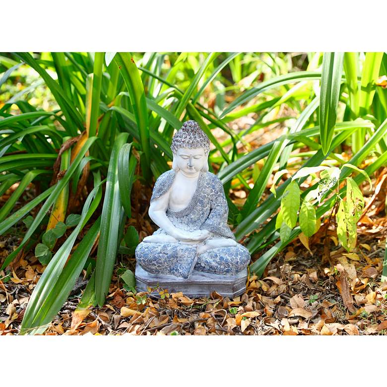 Image 7 Meditating Buddha 15"H Multi-Color Statue with LED Spotlight more views