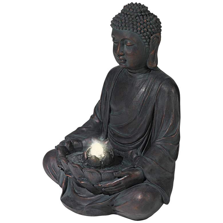Meditating Buddha 24&quot; High Bubbler Fountain with Light more views