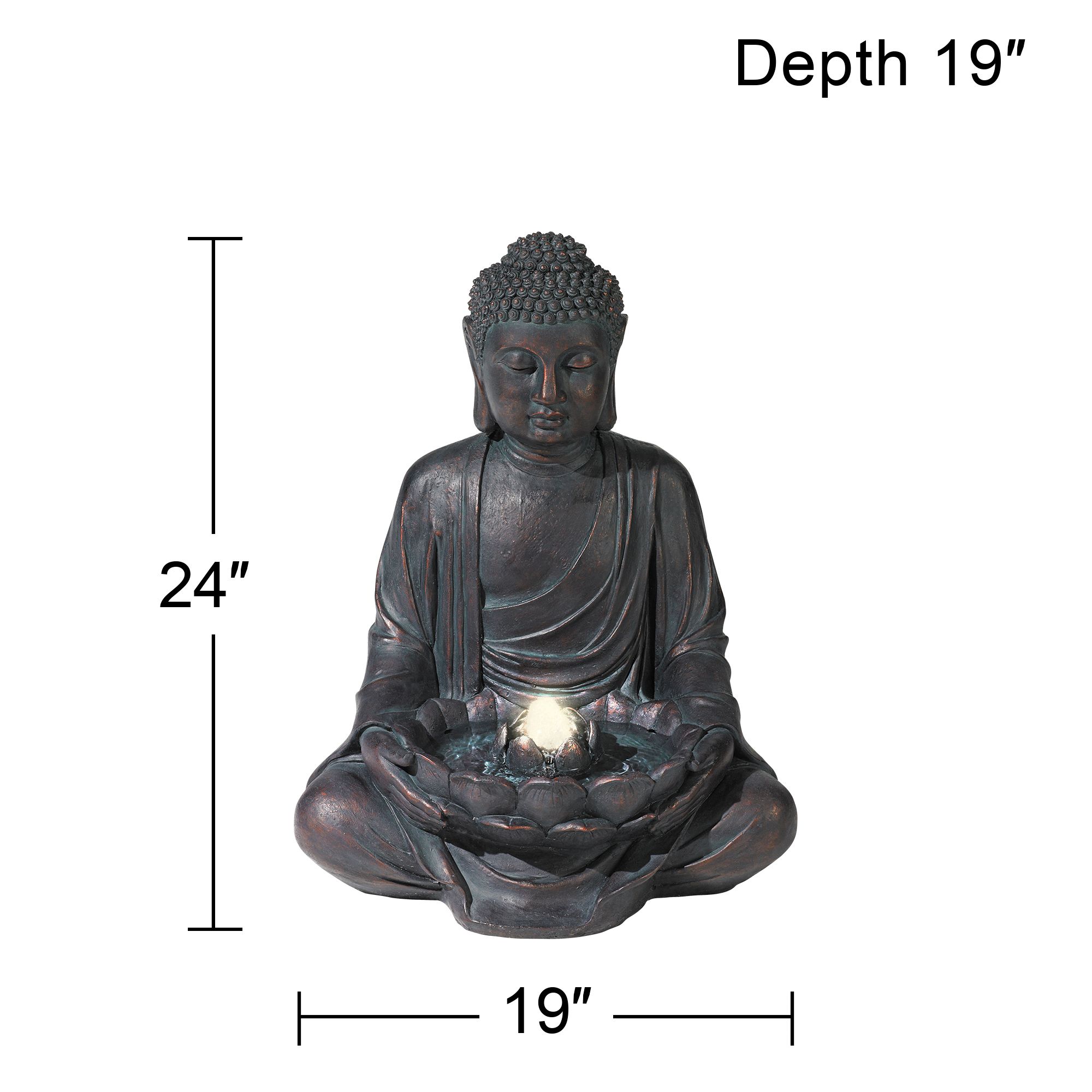 Meditating Aged Bronze Buddha Fountain