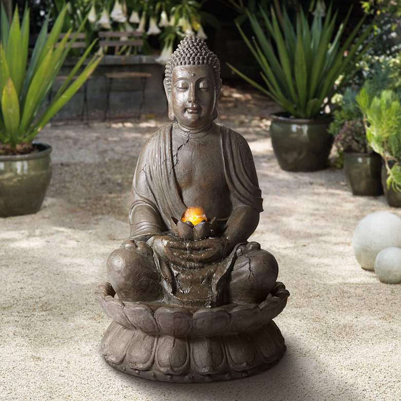Image 1 Meditating Buddha 33 1/2" High Indoor-Outdoor Water Fountain