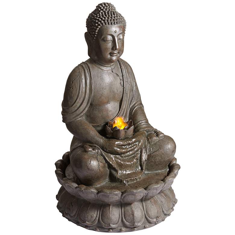 Image 7 Meditating Buddha 33 1/2" High Indoor-Outdoor Water Fountain more views