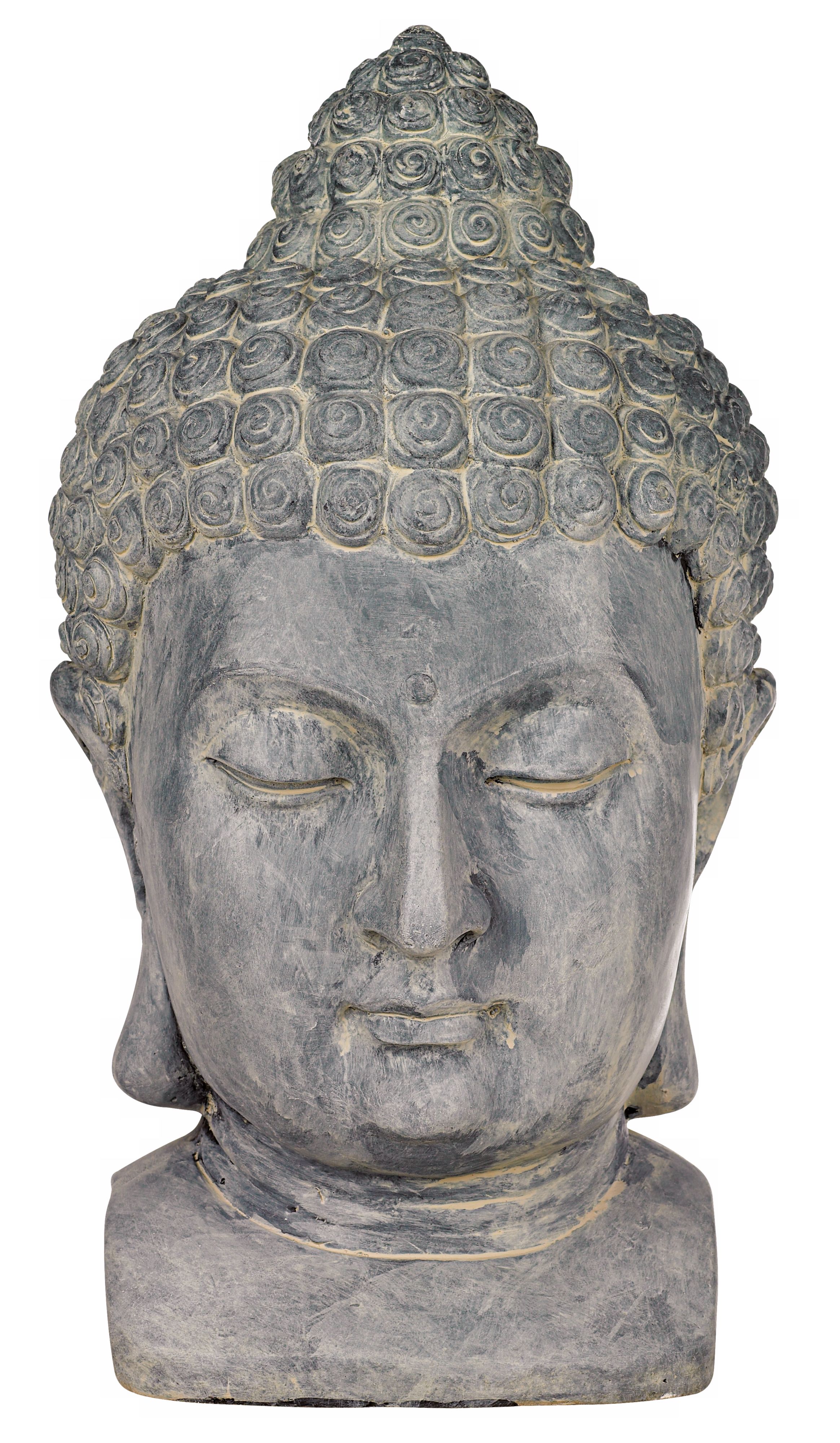 Meditating Buddha Head 18 1/2" High Outdoor Statue Image 2