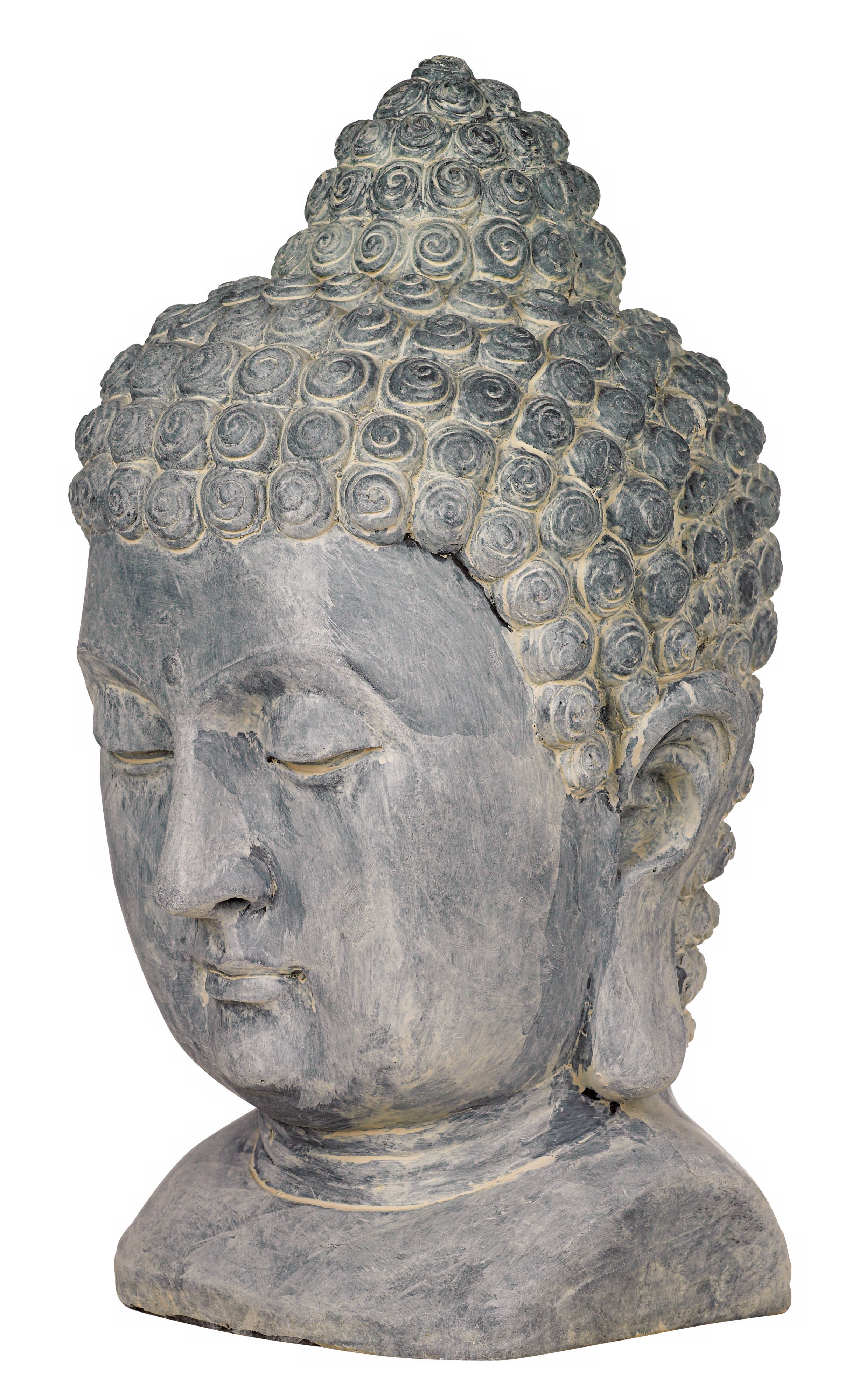 Meditating Buddha Head 18 1/2" High Outdoor Statue Image 3