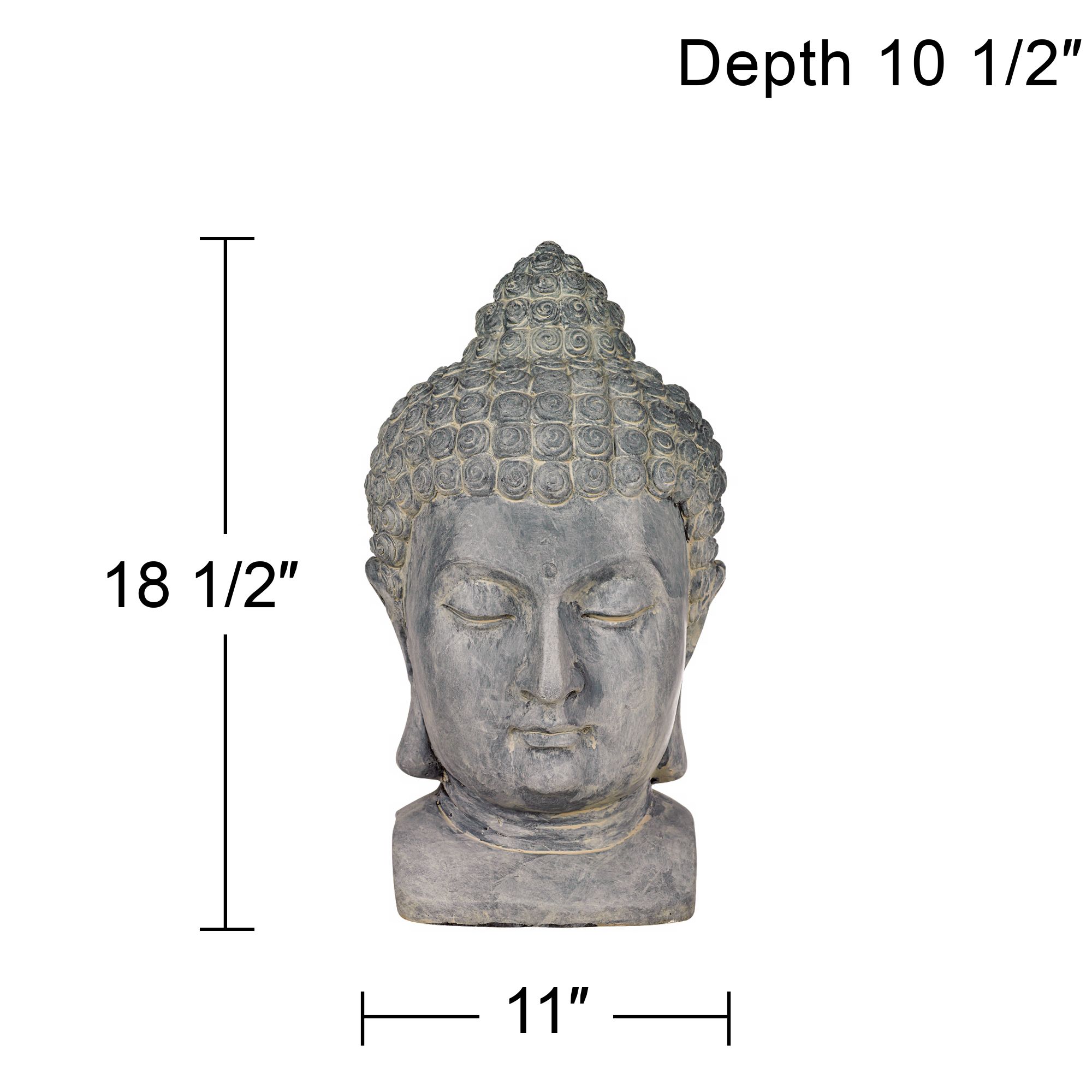 Meditating Buddha Head 18 1/2" High Outdoor Statue Image 6
