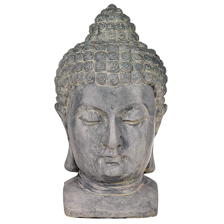 Image 3 Meditating Buddha Head 18 1/2 inch High Outdoor Statue