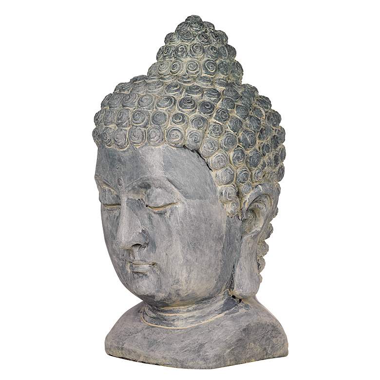 Image 4 Meditating Buddha Head 18 1/2 inch High Outdoor Statue more views