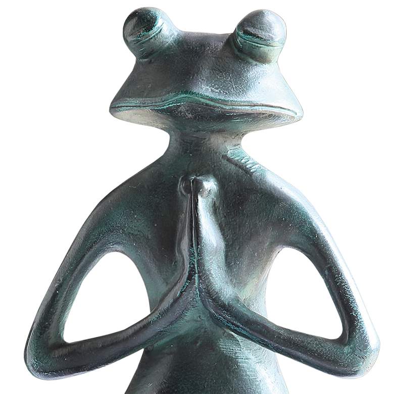 Image 2 Meditating Yoga Frog 12 1/2"W Verdigris Metal Garden Statue more views