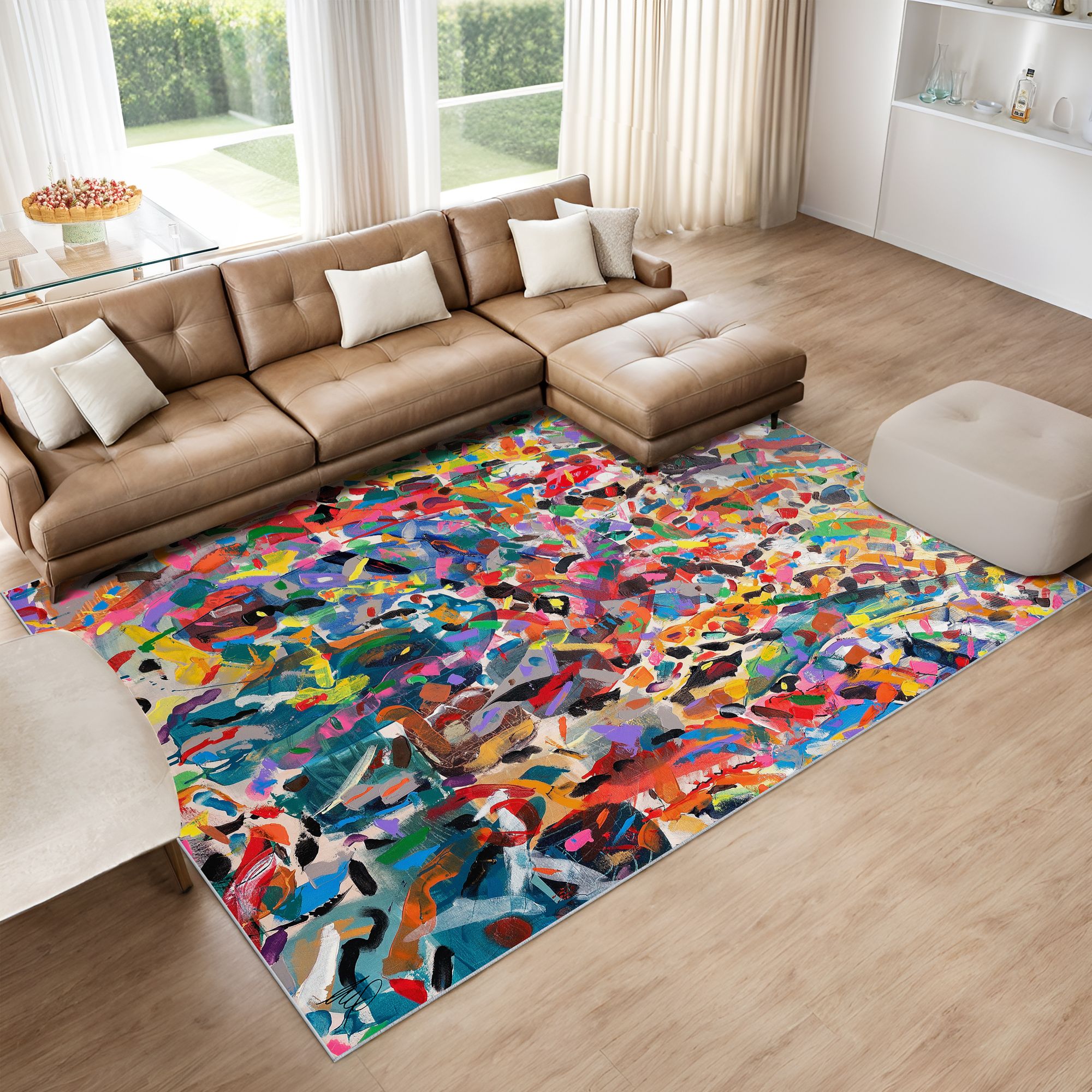 Image 2 Meditations No. I Washable Colorful Abstract Art Area Rug size 8'x10 more views