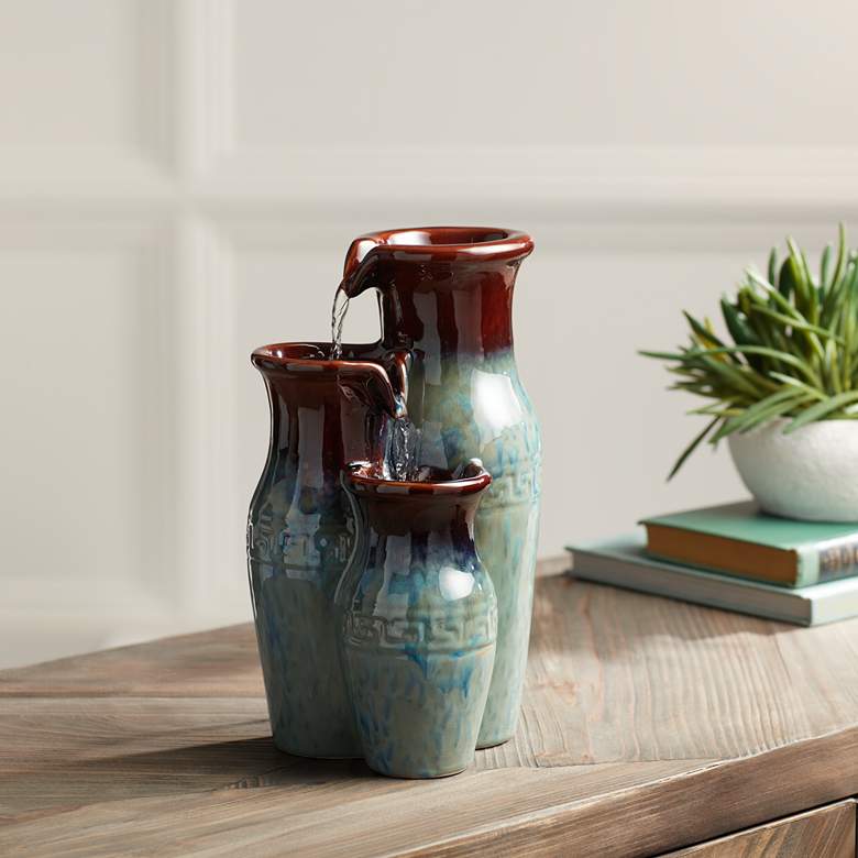 Image 1 Mediterranean Jar 11 1/2" High Ceramic Tabletop Fountain