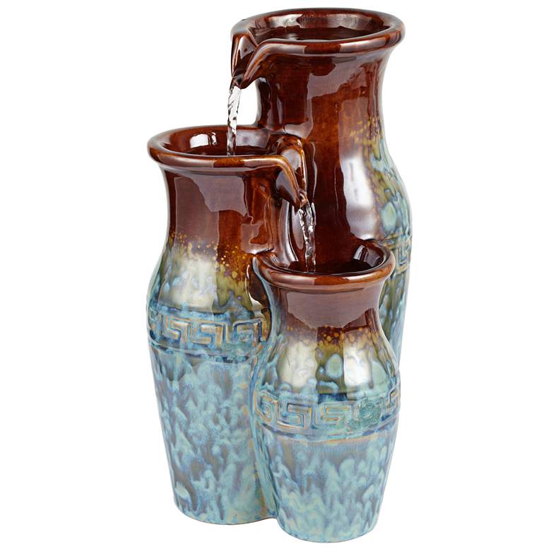 Image 4 Mediterranean Jar 11 1/2 inch High Ceramic Tabletop Fountain more views