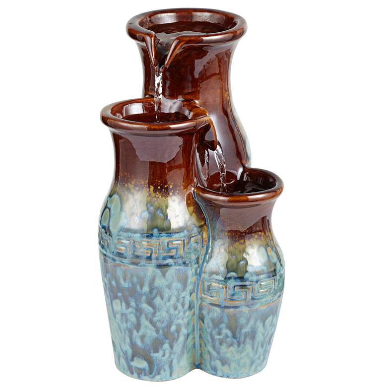 Image 5 Mediterranean Jar 11 1/2 inch High Ceramic Tabletop Fountain more views