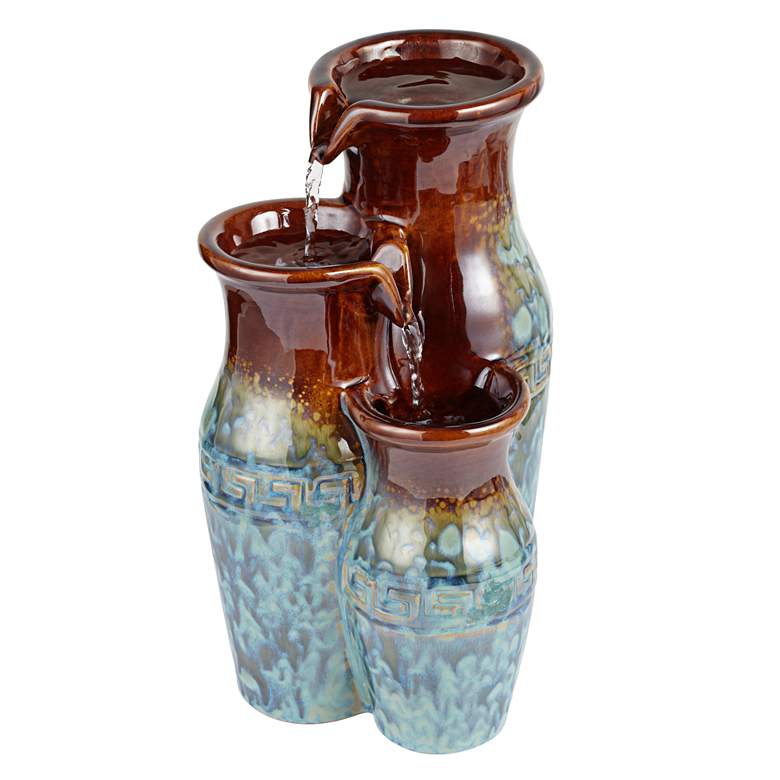 Image 6 Mediterranean Jar 11 1/2 inch High Ceramic Tabletop Fountain more views