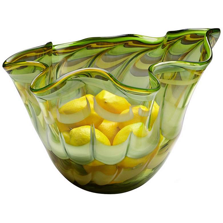 Image 1 Medium Francisco Green and Yellow Glass Bowl