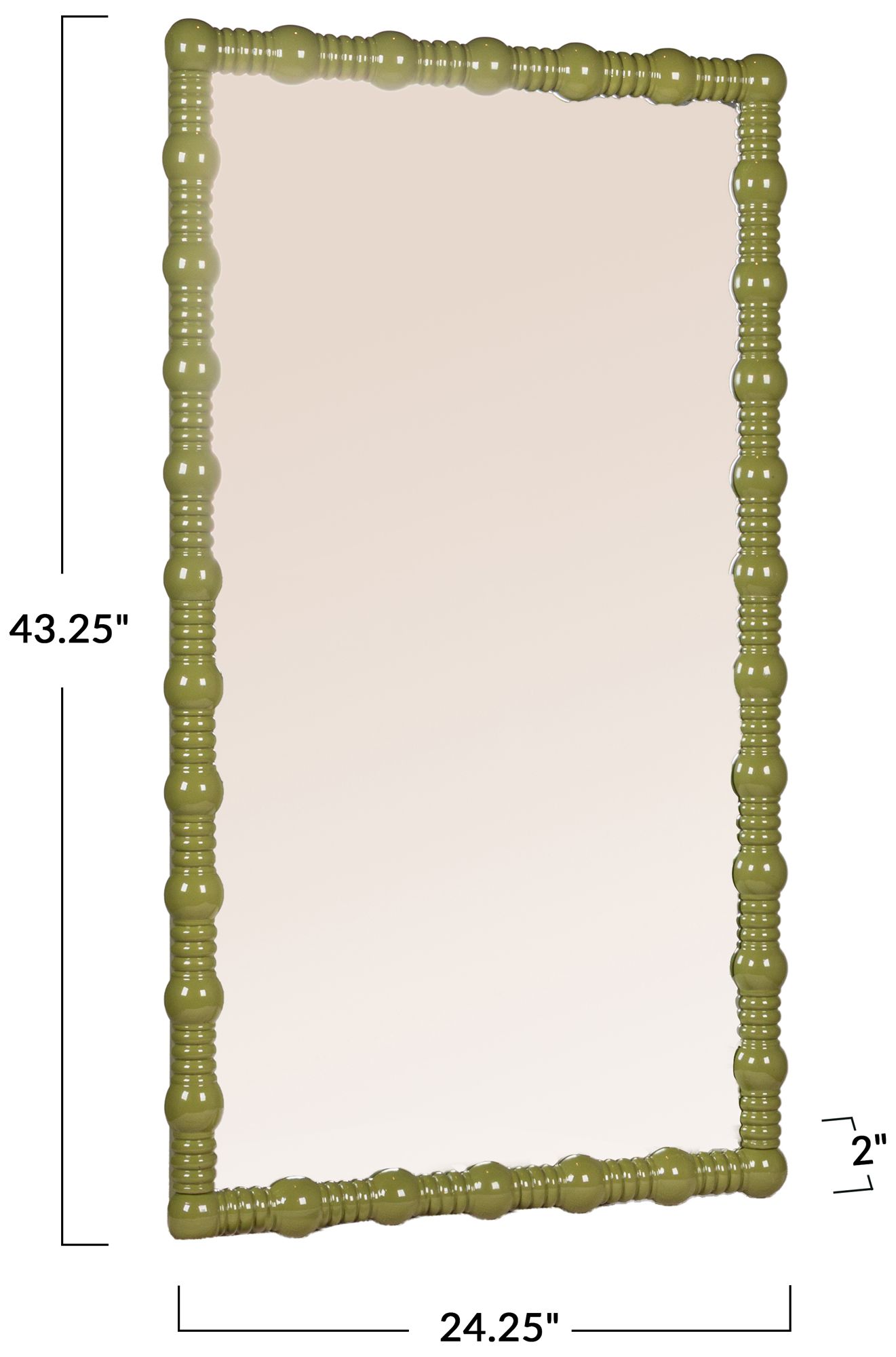 Image 3 Medium Gloss Dowel Wall Mirror in Sage Green more views