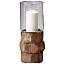 Medium Hex Nut Natural Wood Pillar Candle Holder