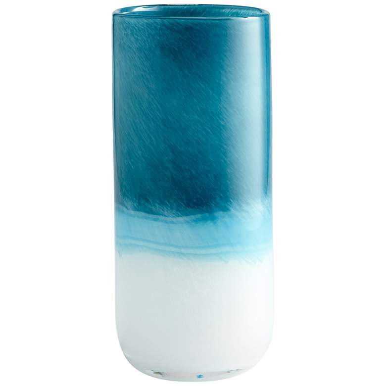 Image 1 Medium Turquoise Cloud 10 3/4" High Glass Vase