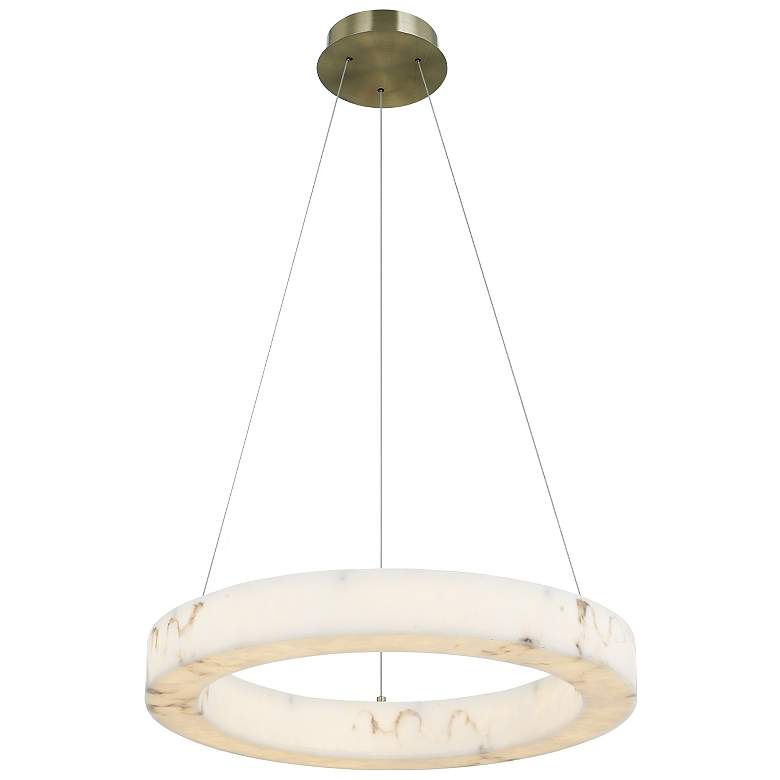 Image 1 Medley 24"W Brushed Brass Faux Alabaster LED Pendant Light